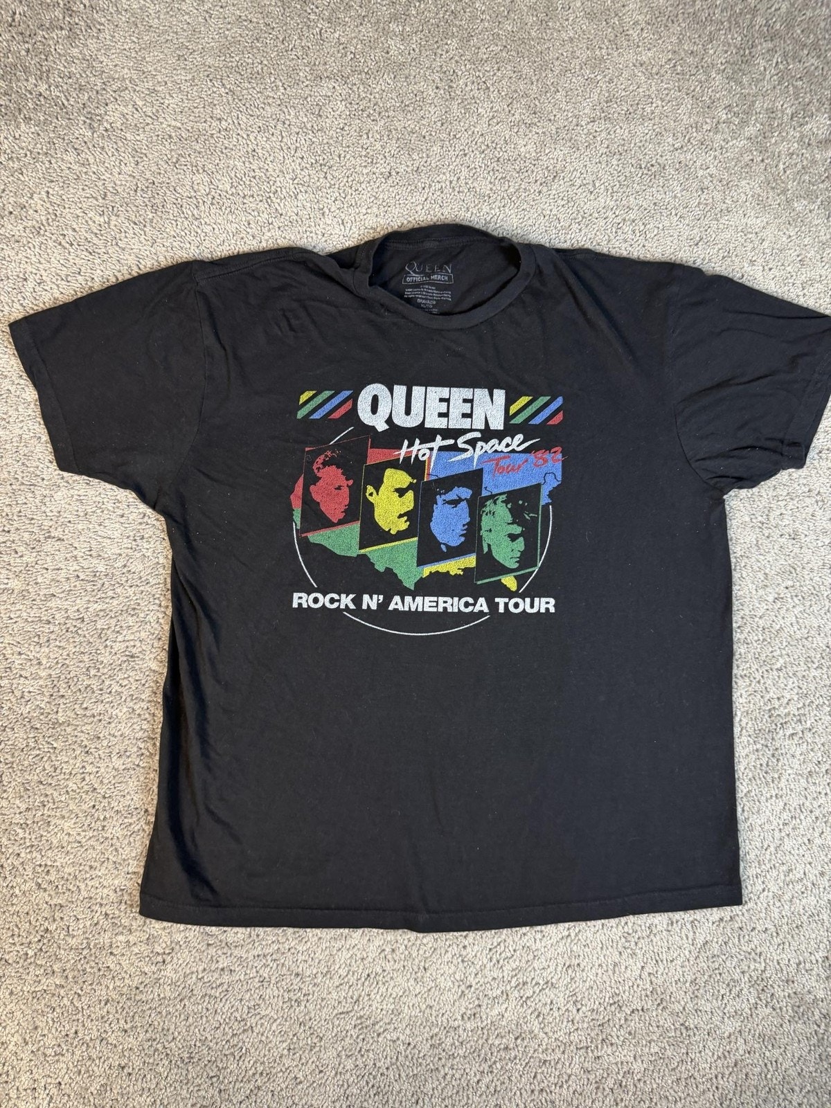 Queen Shirt Mens Xl Black Hot Space Rock N' America Tour 1982 Graphic Tee